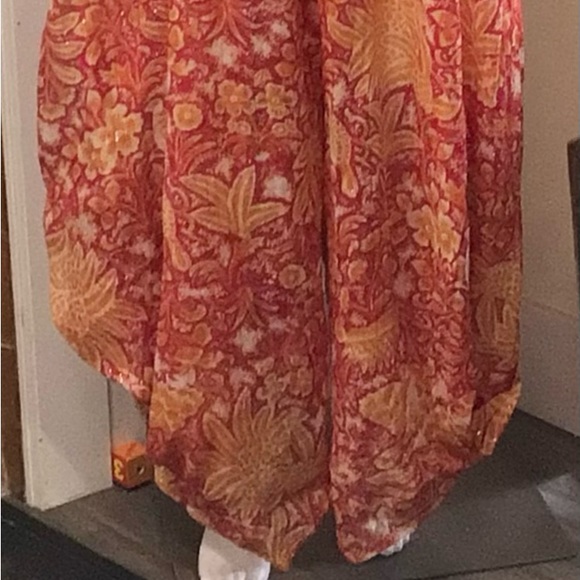 Womens NWT sleeveless red & orange print ANTHROPOLOGY jumpsuit / size XL - Picture 4 of 6